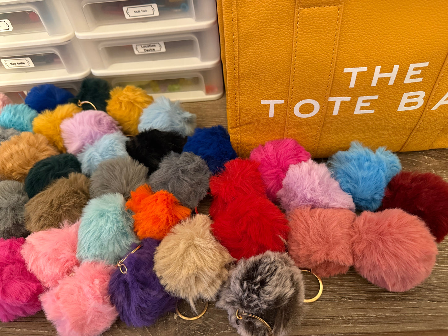 Round puff keychain